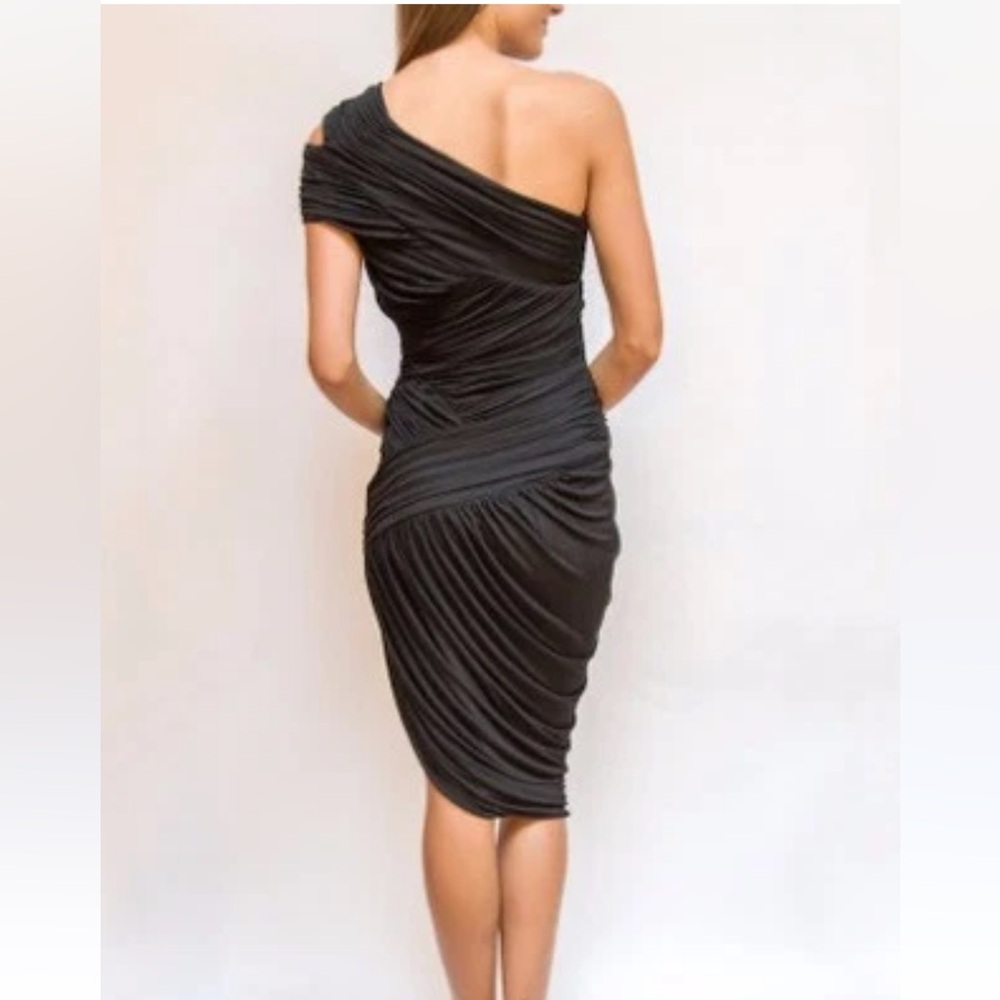 Halston Heritage Draped & Ruched One Shoulder Dress - Picture 4 of 8